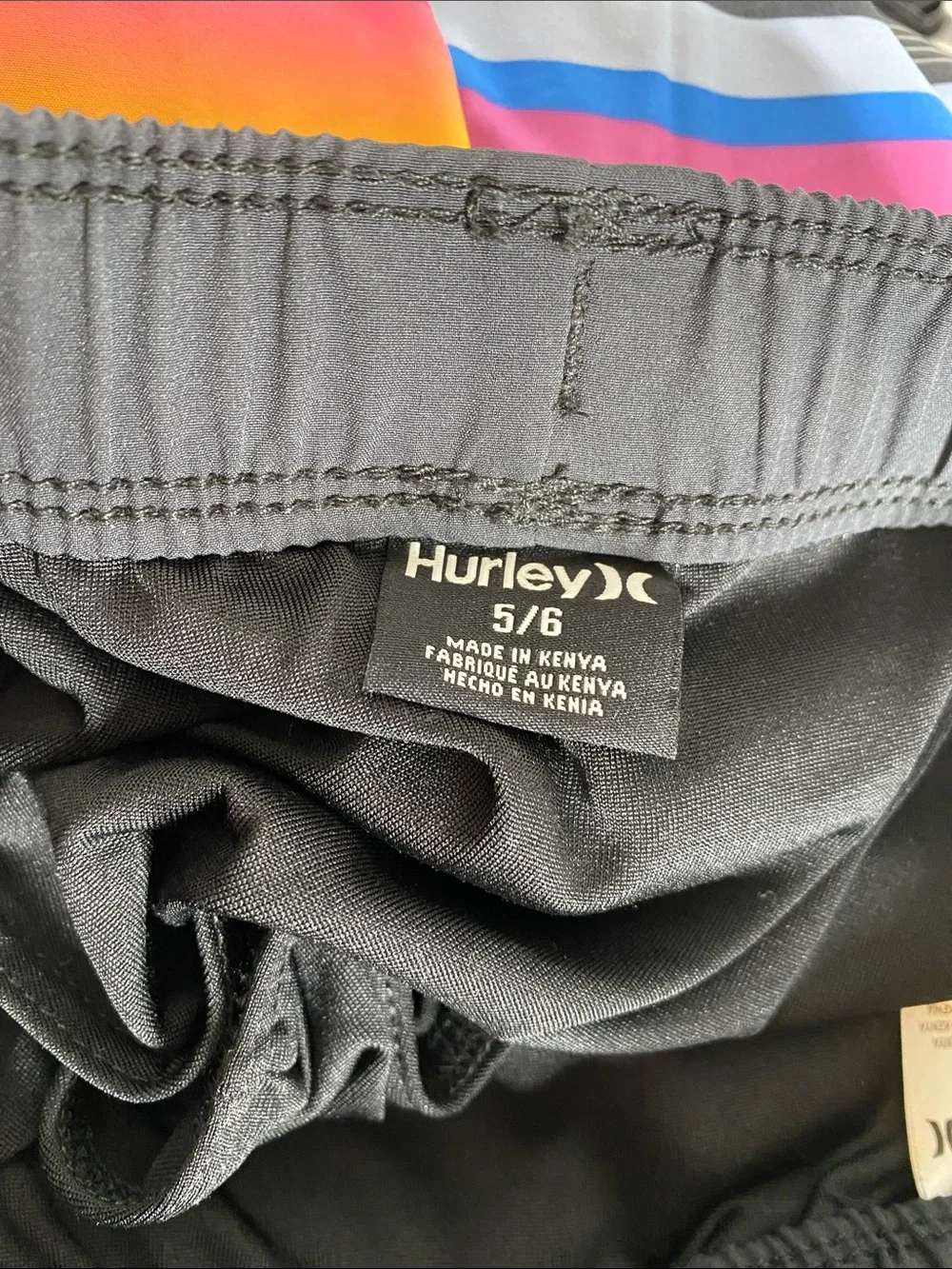 Hurley Swim Trunks Shorts with Neon Rainbow Stripe